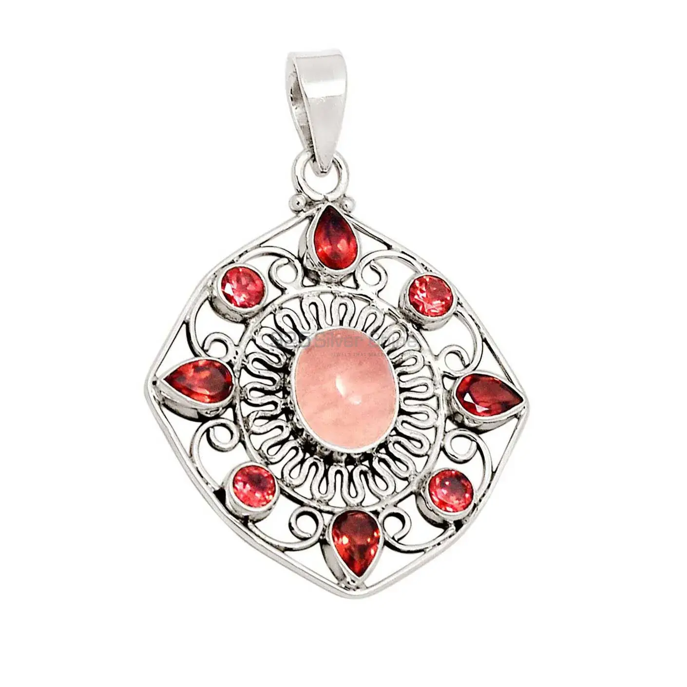 925 Sterling Silver Handmade Pendants In Multi Gemstone Jewelry 925SP110-2_1