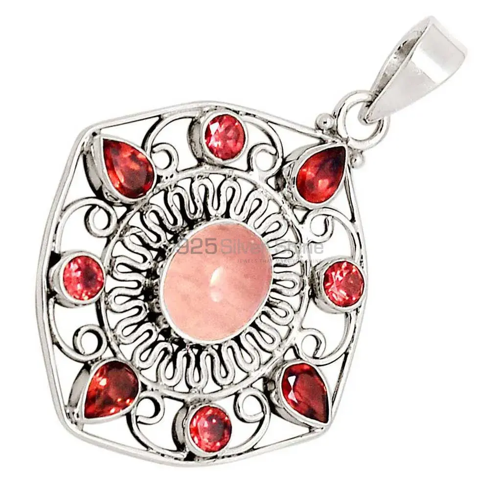 925 Sterling Silver Handmade Pendants In Multi Gemstone Jewelry 925SP110-2_2