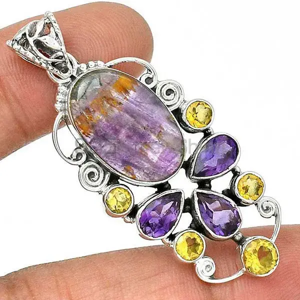 925 Sterling Silver Handmade Pendants In Multi Gemstone Jewelry 925SP22-2_1