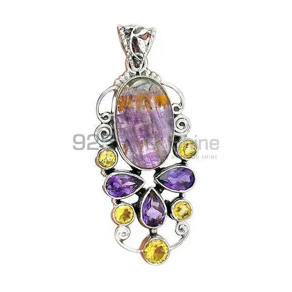 925 Sterling Silver Handmade Pendants In Multi Gemstone Jewelry 925SP22-2_2