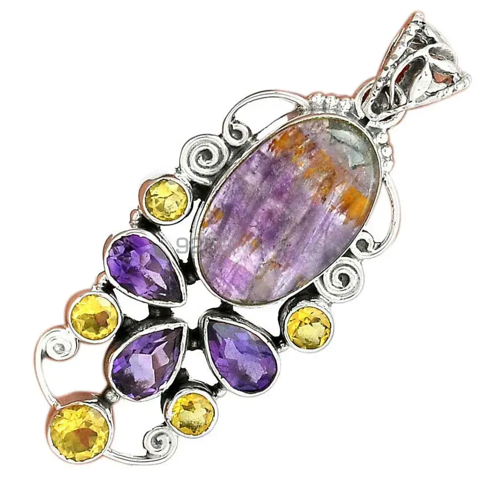 High Quality 925 Sterling Silver Handmade Pendants In Multi Gemstone Jewelry 925SP22-2_2