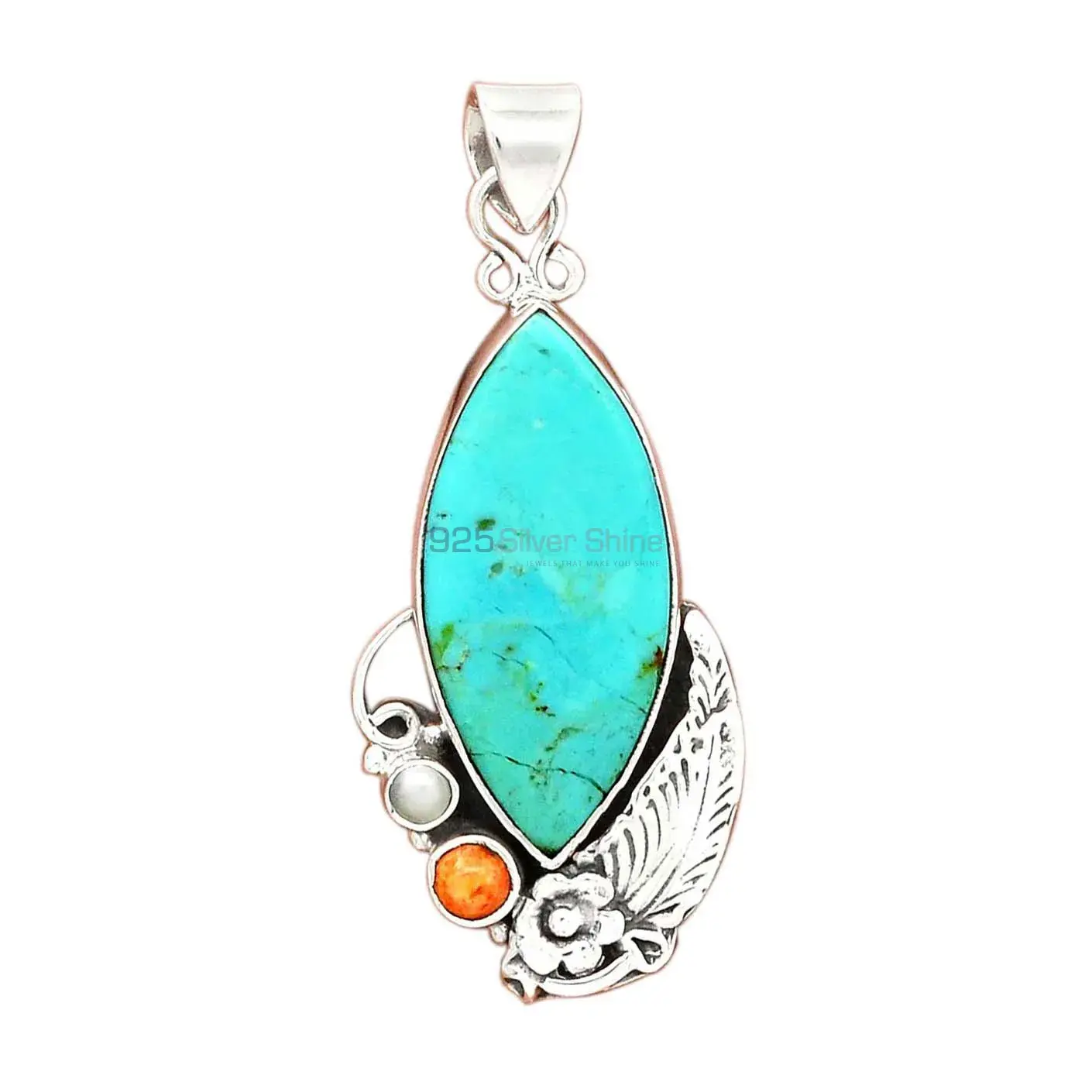 925 Sterling Silver Handmade Pendants In Multi Gemstone Jewelry 925SP49_2