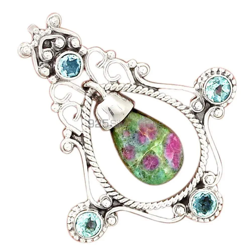 925 Sterling Silver Handmade Pendants In Multi Gemstone Jewelry 925SP65-1_0