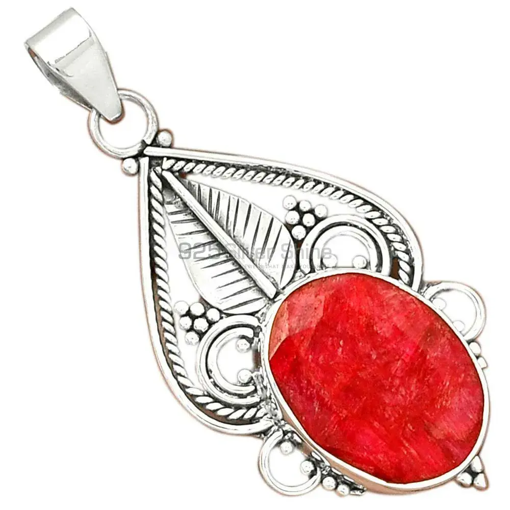 925 Sterling Silver Handmade Pendants In Ruby Gemstone Jewelry 925SP087-4_0
