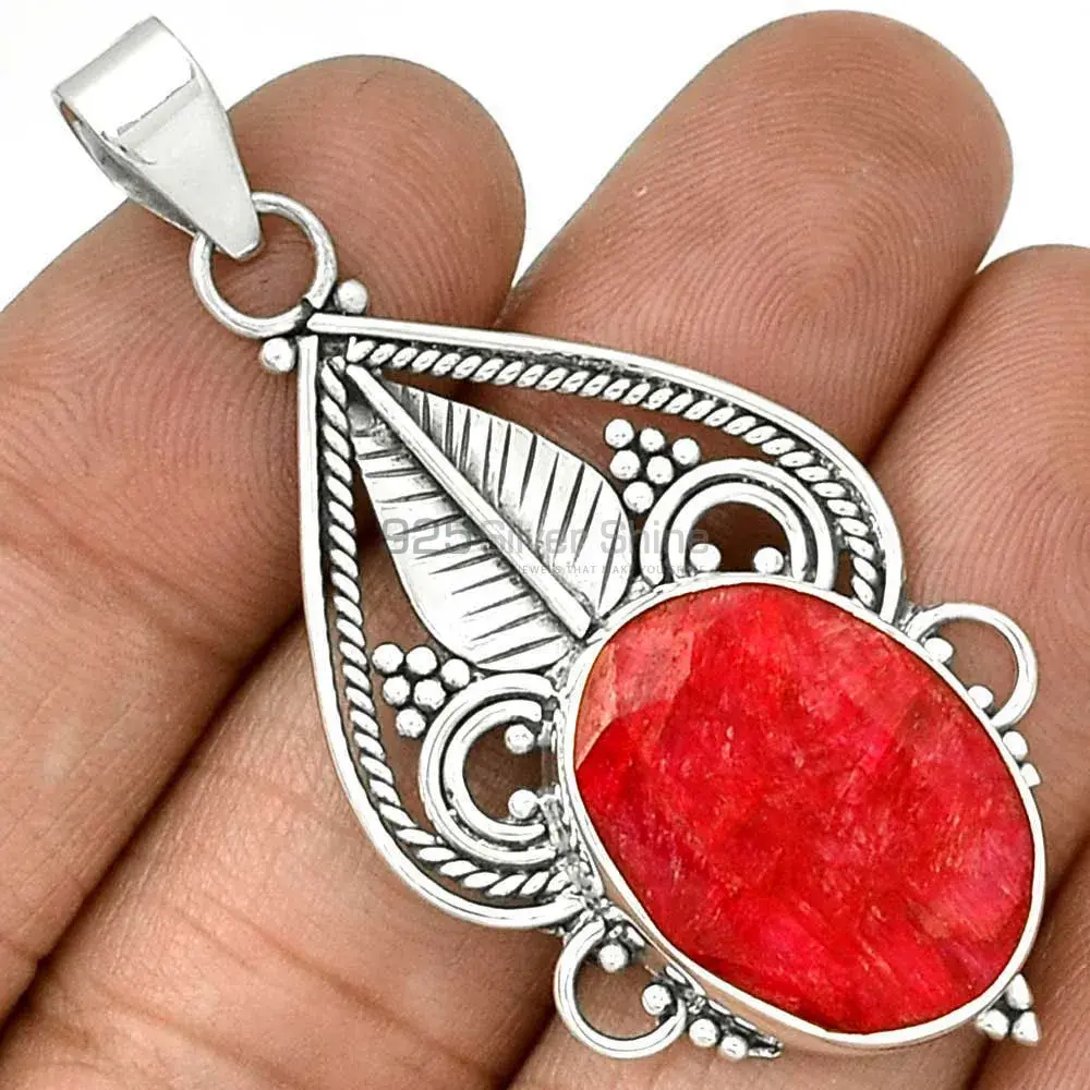High Quality 925 Sterling Silver Handmade Pendants In Ruby Gemstone Jewelry 925SP087-4_0