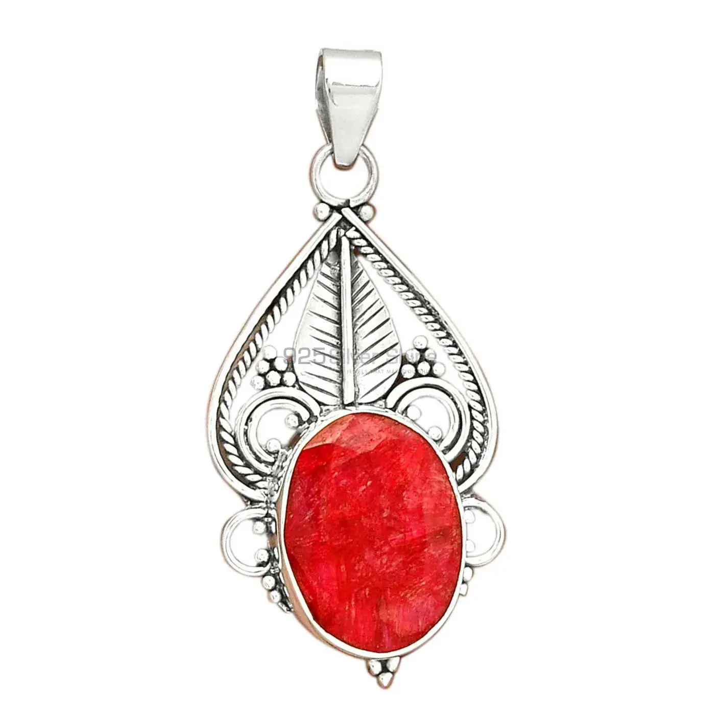 925 Sterling Silver Handmade Pendants In Ruby Gemstone Jewelry 925SP087-4_2