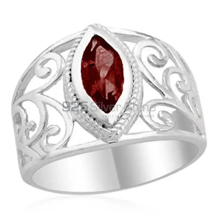 Sterling Silver Garnet Filigree Design Rings 925SR1804