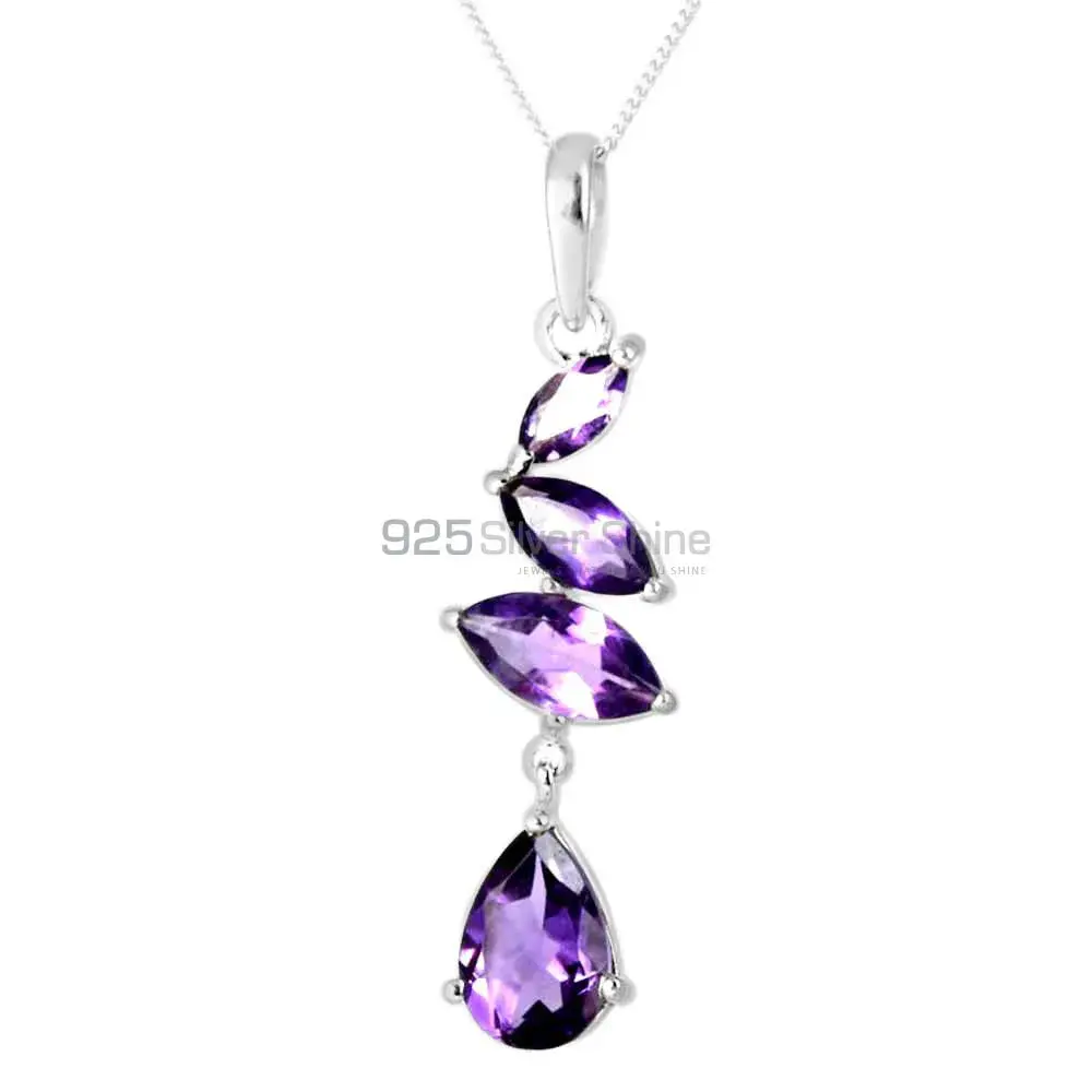 High Quality Amethyst Gemstone Handmade Pendants In 925 Sterling Silver Jewelry 925SP219-2