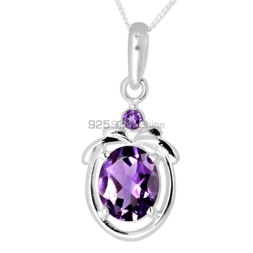 High Quality Amethyst Gemstone Handmade Pendants In 925 Sterling Silver Jewelry 925SP259-2