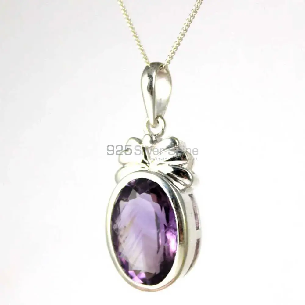High Quality Amethyst Gemstone Handmade Pendants In Solid Sterling Silver Jewelry 925SP236-3