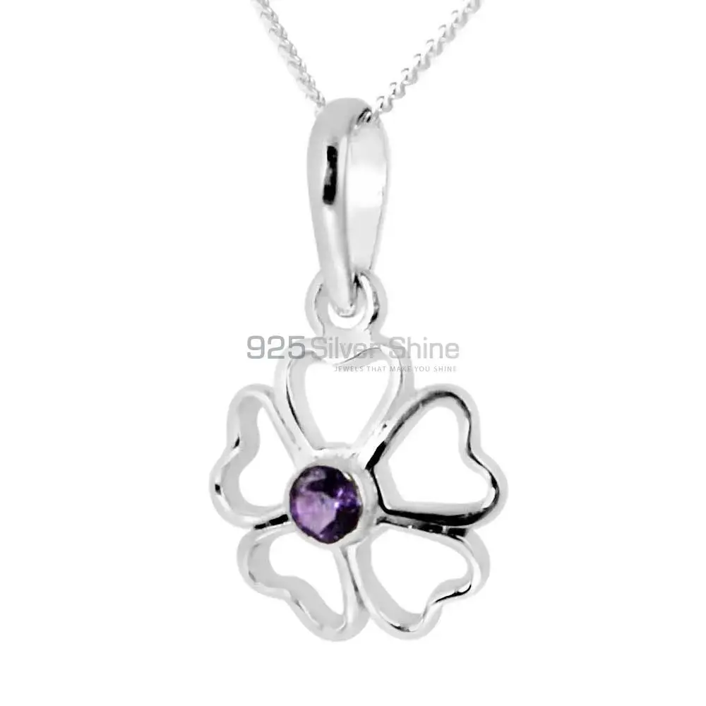 High Quality Amethyst Gemstone Handmade Pendants In Solid Sterling Silver Jewelry 925SP252-1