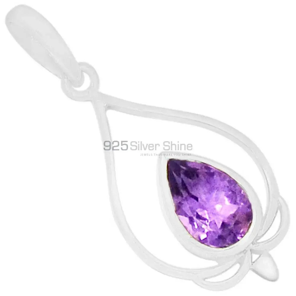 High Quality Amethyst Gemstone Pendants Exporters In 925 Solid Silver Jewelry 925SP274-1
