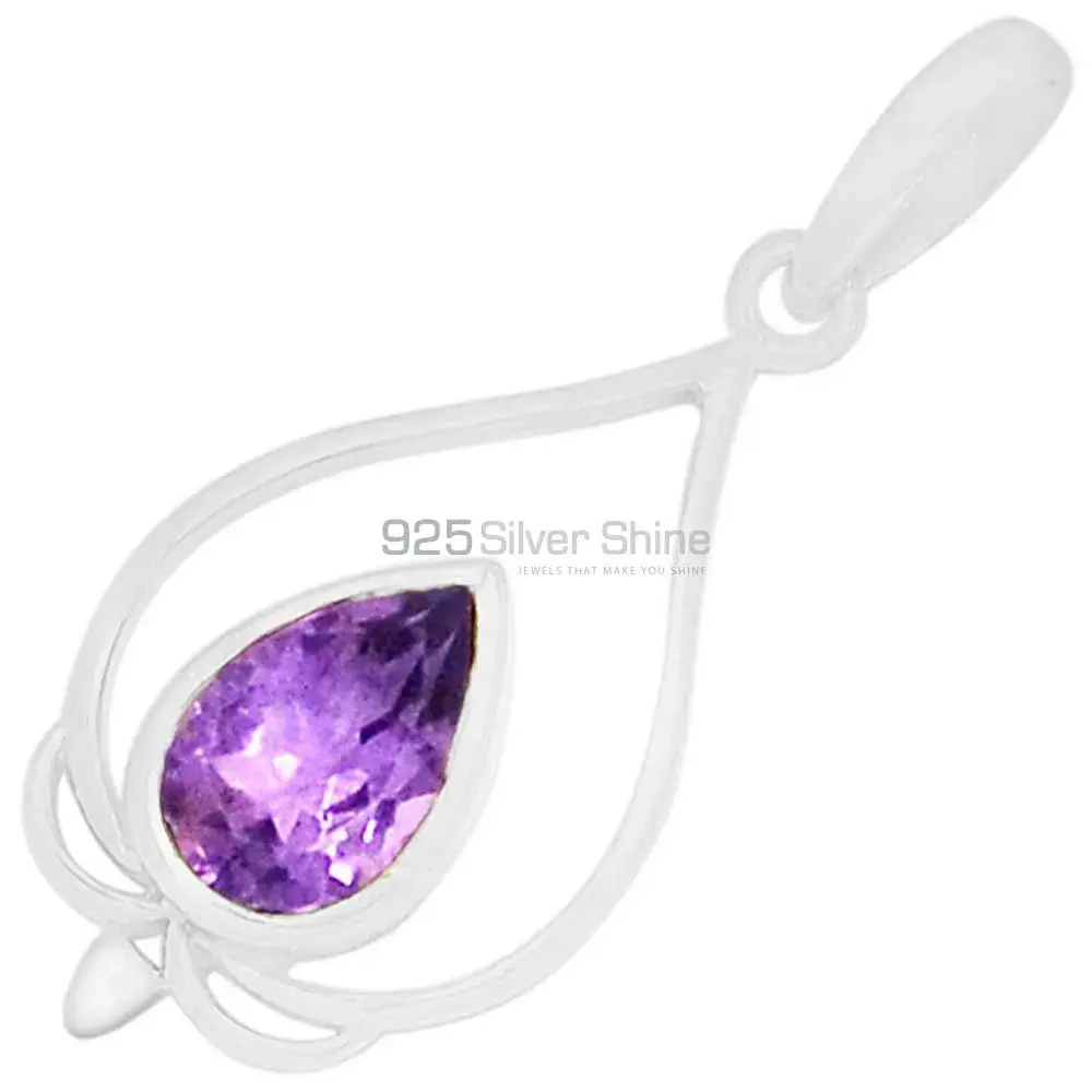 High Quality Amethyst Gemstone Pendants Exporters In 925 Solid Silver Jewelry 925SP274-1_0
