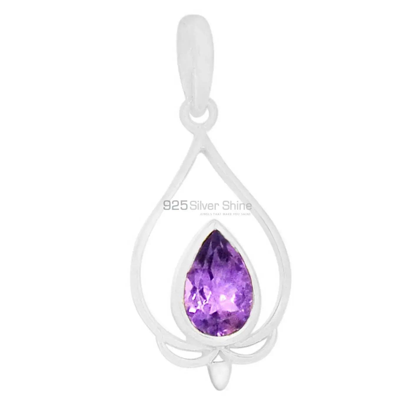 High Quality Amethyst Gemstone Pendants Exporters In 925 Solid Silver Jewelry 925SP274-1_1