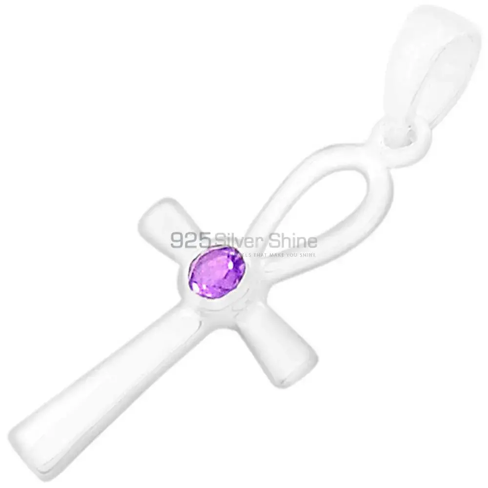 Amethyst Gemstone Pendants In 925 Solid Silver Jewelry 925SSP348-1_1