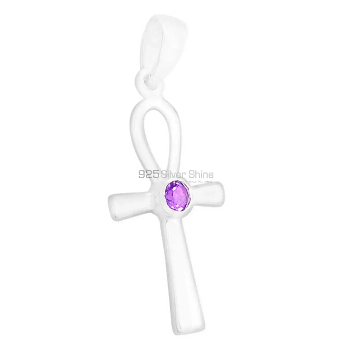 Amethyst Gemstone Pendants In 925 Solid Silver Jewelry 925SSP348-1_2