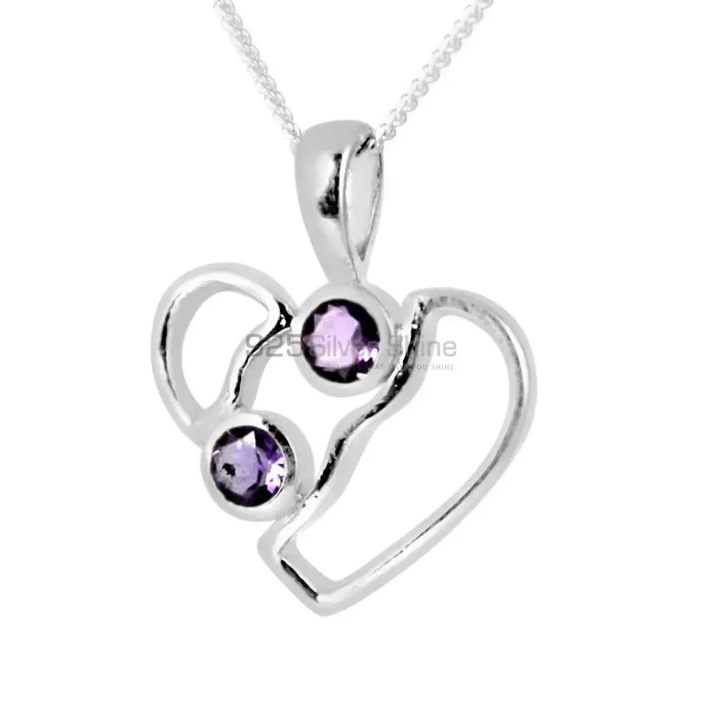 High Quality Amethyst Gemstone Pendants Suppliers In 925 Fine Silver Jewelry 925SP266-5