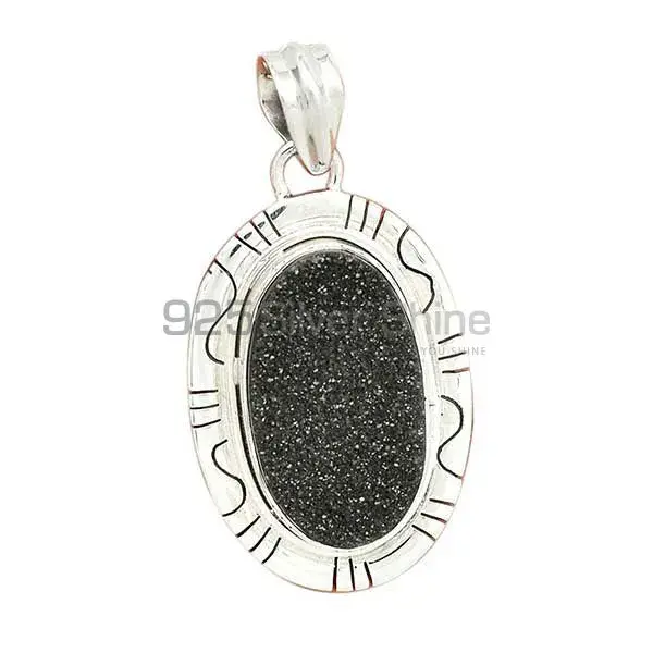 Black Aura Druzy Gemstone Pendants In 925 Solid Silver Jewelry 925SP40-2_2