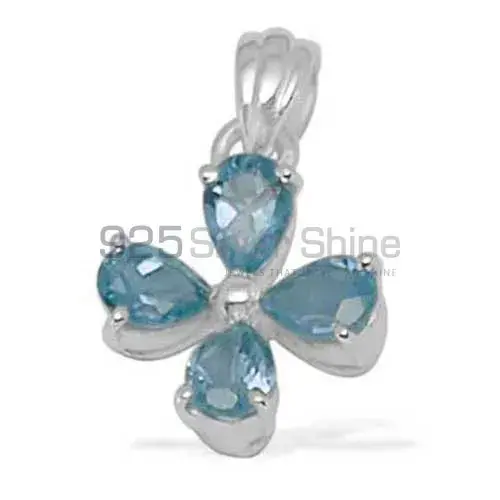 High Quality Blue Topaz Gemstone Handmade Pendants In 925 Sterling Silver Jewelry 925SP1406