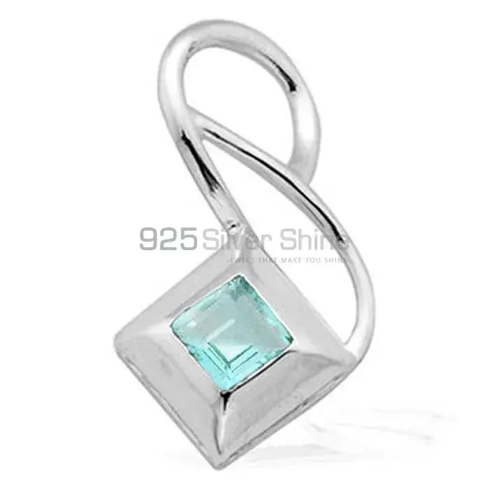 Blue Topaz Gemstone Handmade Pendants In 925 Sterling Silver Jewelry 925SP1556_0