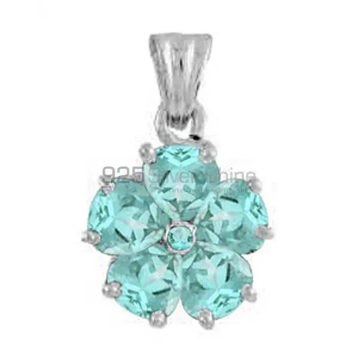 High Quality Blue Topaz Gemstone Handmade Pendants In 925 Sterling Silver Jewelry 925SP1656
