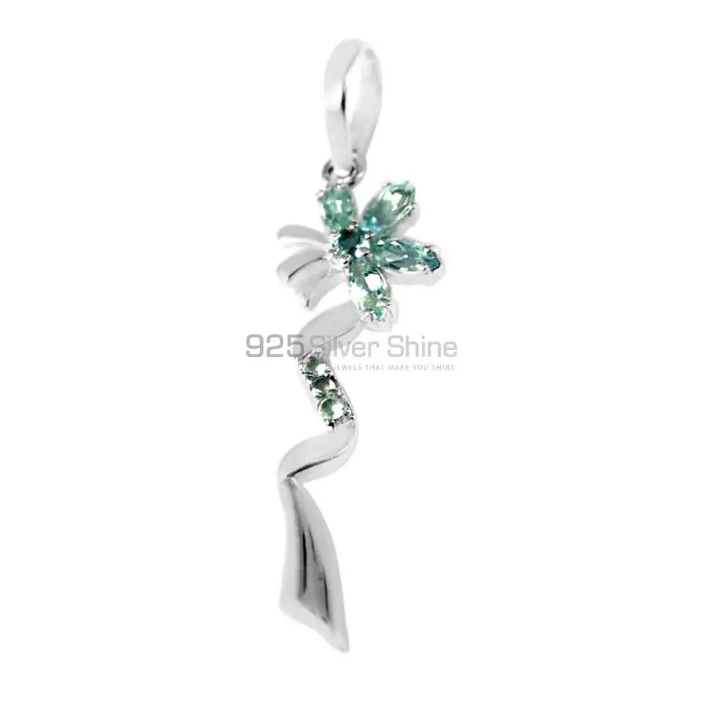 Blue Topaz Gemstone Handmade Pendants In Solid Sterling Silver Jewelry 925SP212-1_1