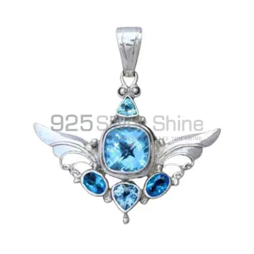 Blue Topaz Gemstone Handmade Pendants In Solid Sterling Silver Jewelry 925SSP360_0