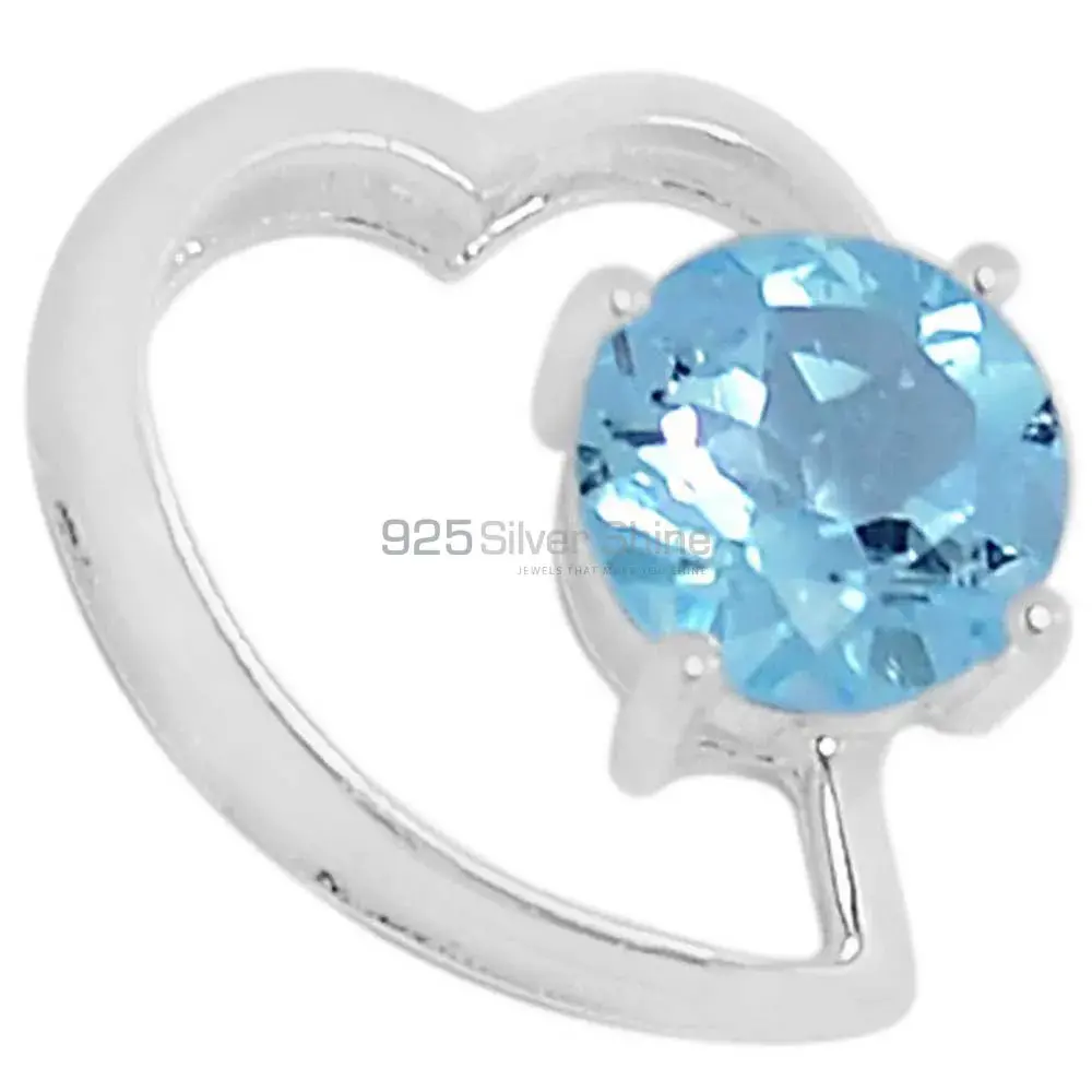 High Quality Blue Topaz Gemstone Pendants Suppliers In 925 Fine Silver Jewelry 925SSP310-2