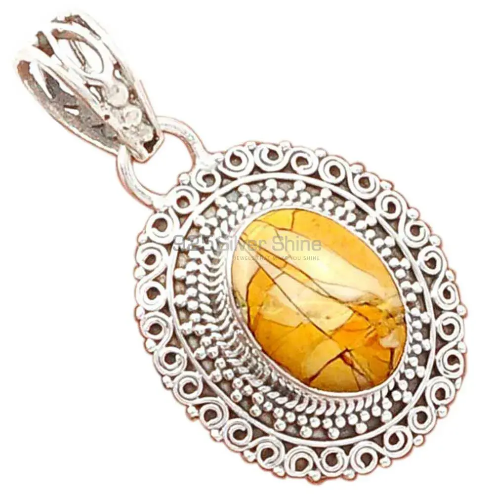 High Quality Brecciated Mookaite Gemstone Pendants Exporters In 925 Solid Silver Jewelry 925SP174