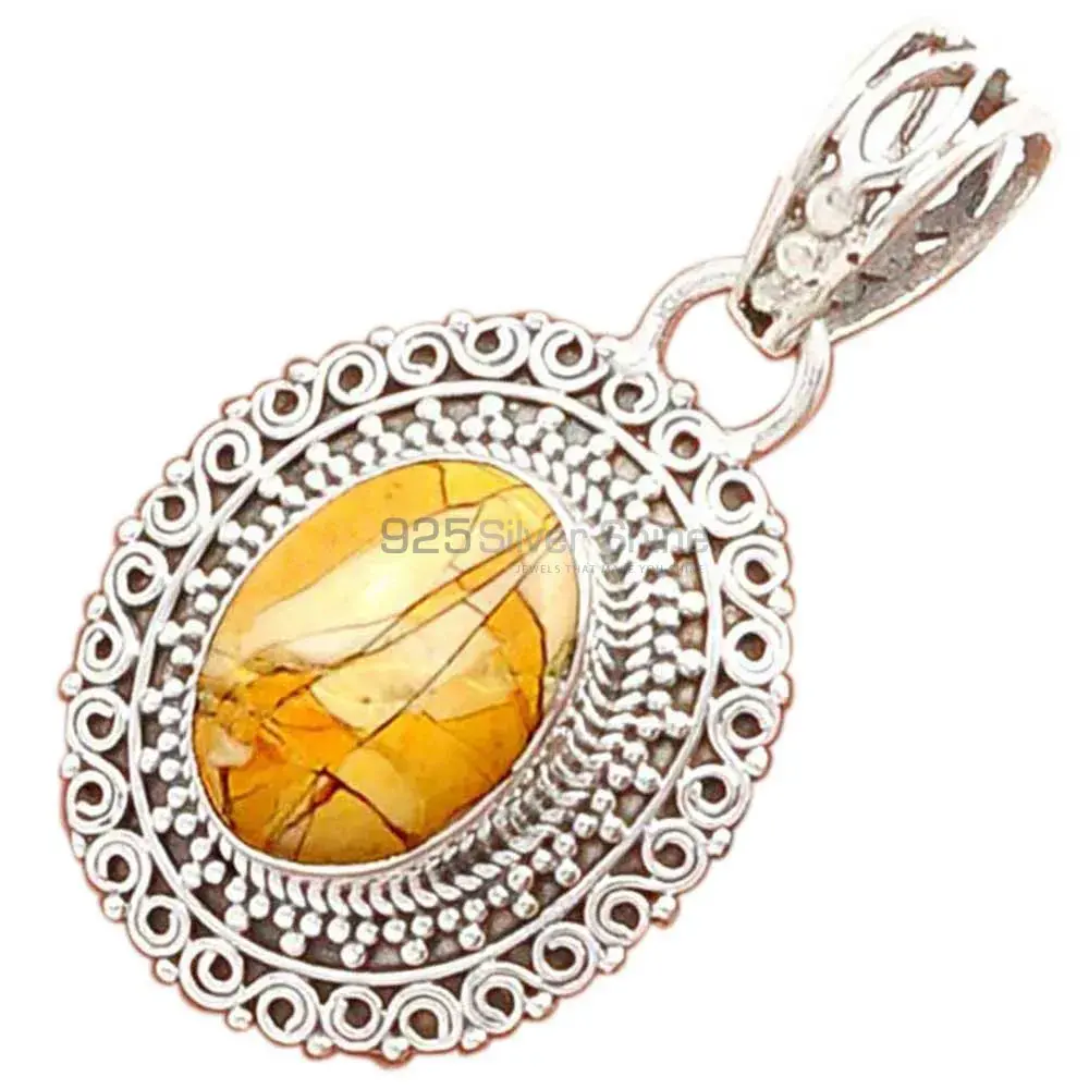 High Quality Brecciated Mookaite Gemstone Pendants Exporters In 925 Solid Silver Jewelry 925SP174_0