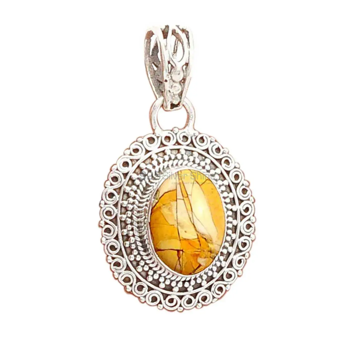 High Quality Brecciated Mookaite Gemstone Pendants Exporters In 925 Solid Silver Jewelry 925SP174_1