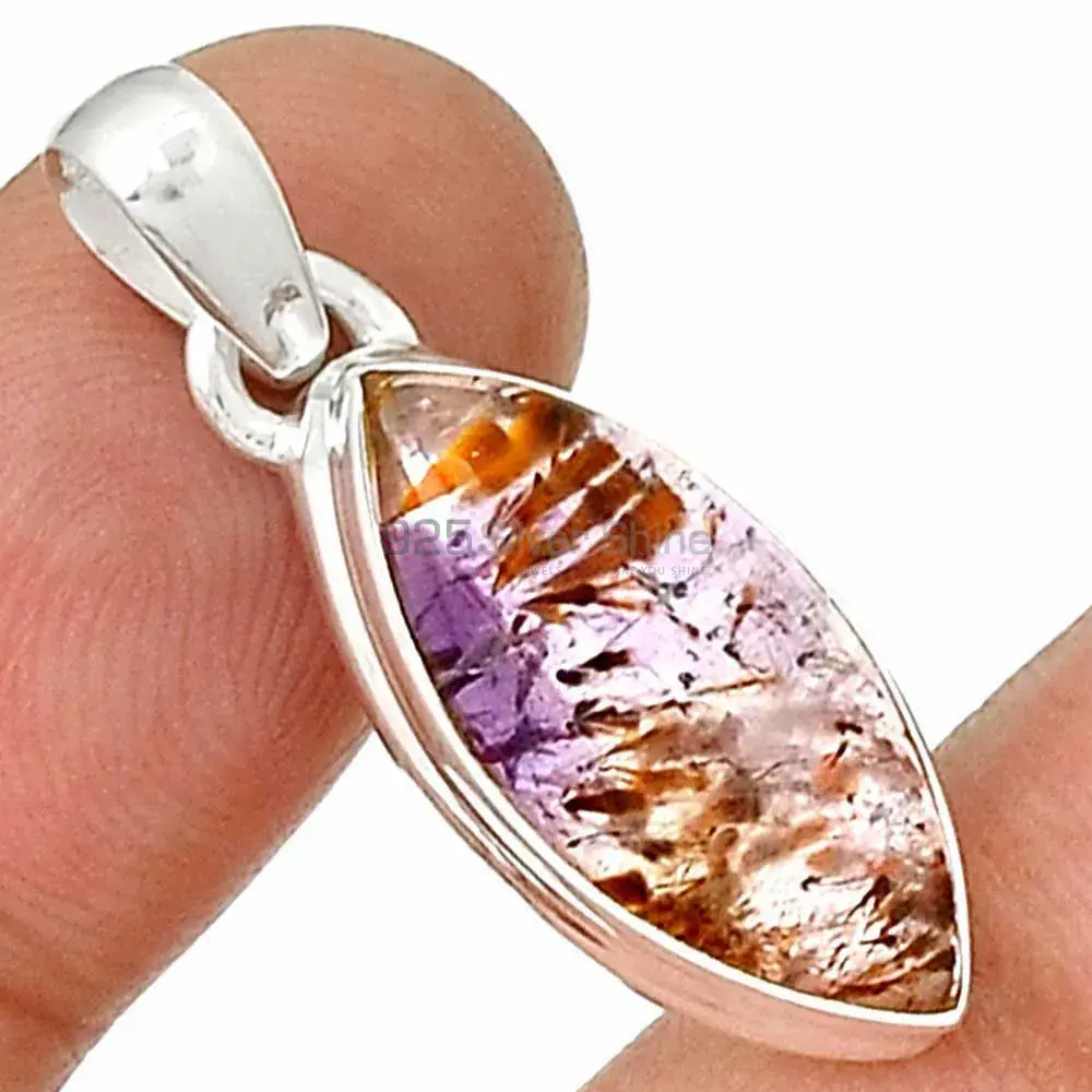 High Quality Cacoxenite Gemstone Pendants Suppliers In 925 Fine Silver Jewelry 925SP180_1