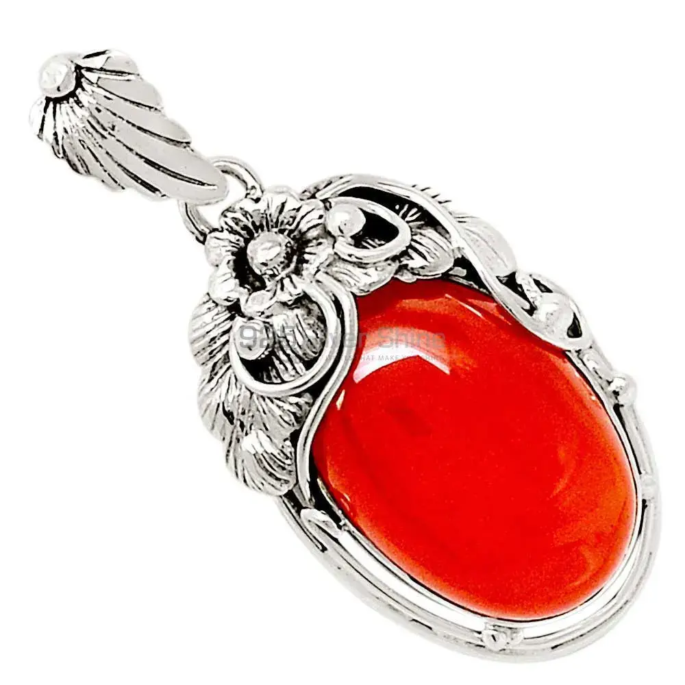 High Quality Carnelian Gemstone Pendants Suppliers In 925 Fine Silver Jewelry 925SP102-1