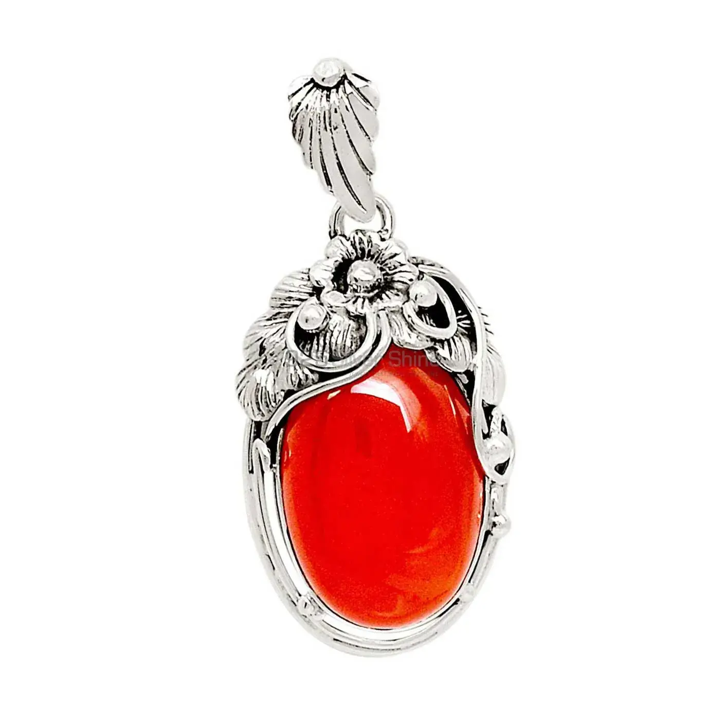 High Quality Carnelian Gemstone Pendants Suppliers In 925 Fine Silver Jewelry 925SP102-1_0