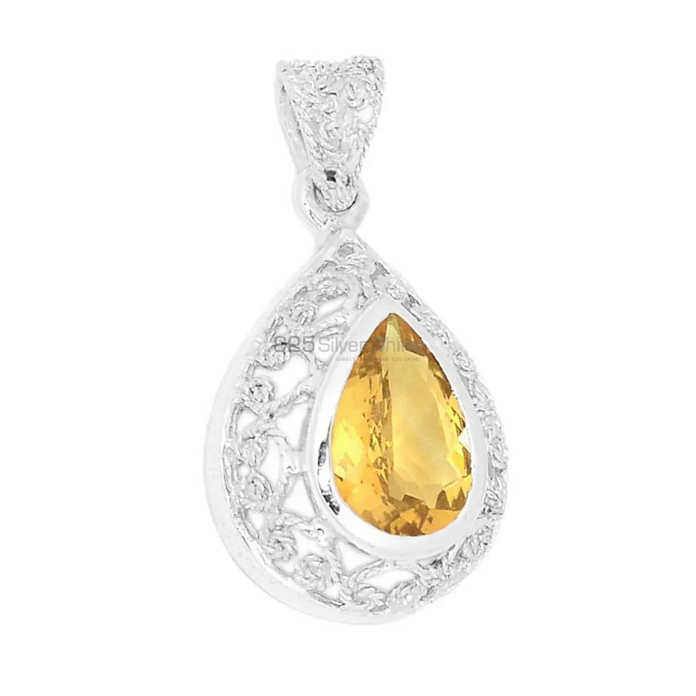High Quality Citrine Gemstone Handmade Pendants In 925 Sterling Silver Jewelry 925SP275-1_1