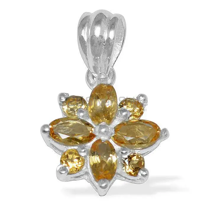 High Quality Citrine Gemstone Pendants Exporters In 925 Solid Silver Jewelry 925SP1499