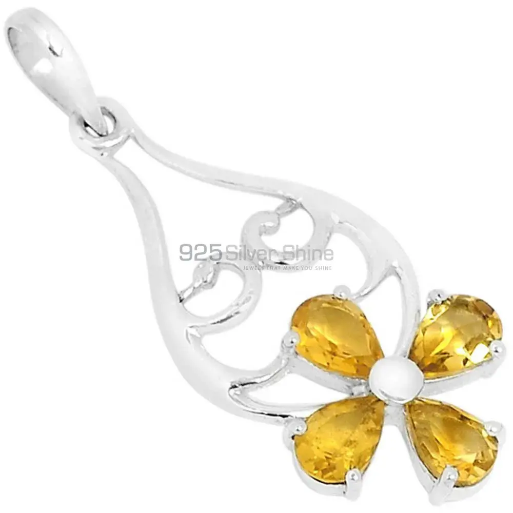 High Quality Citrine Gemstone Pendants Exporters In 925 Solid Silver Jewelry 925SSP319-3
