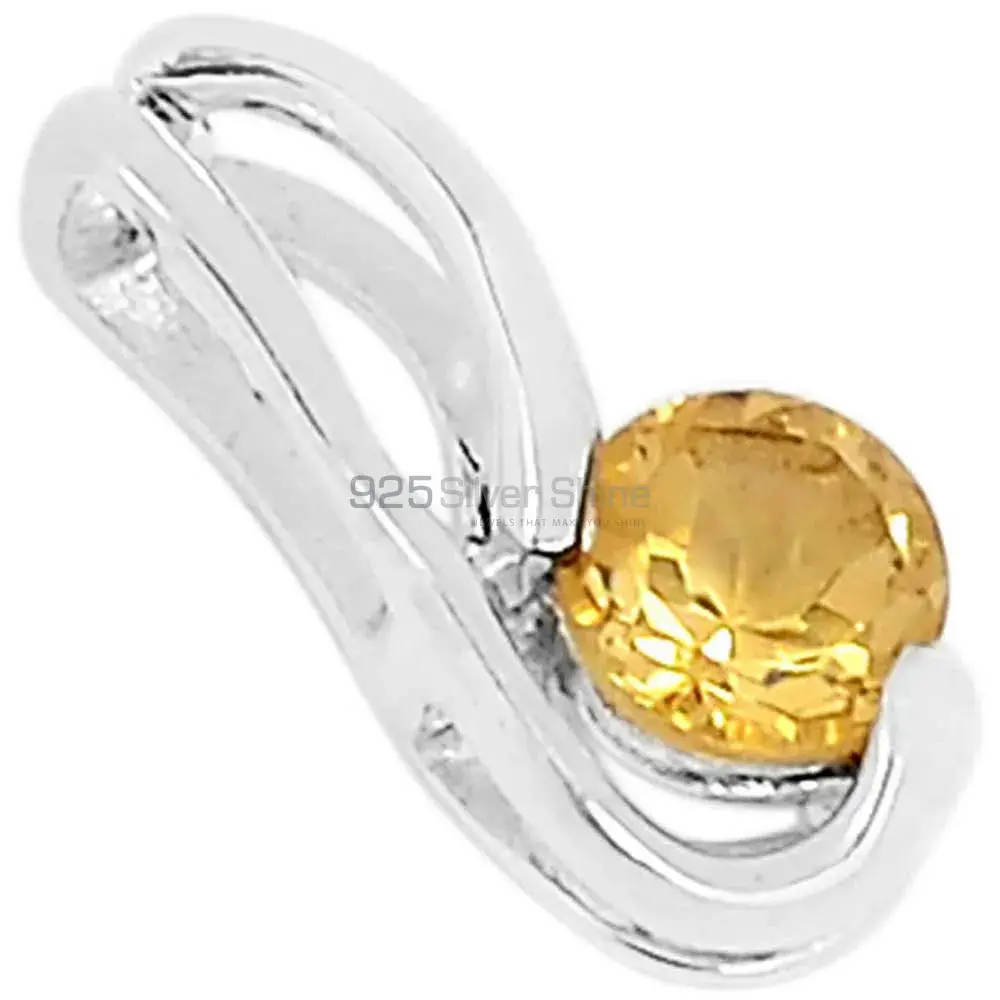 High Quality Citrine Gemstone Pendants Exporters In 925 Solid Silver Jewelry 925SSP332-3