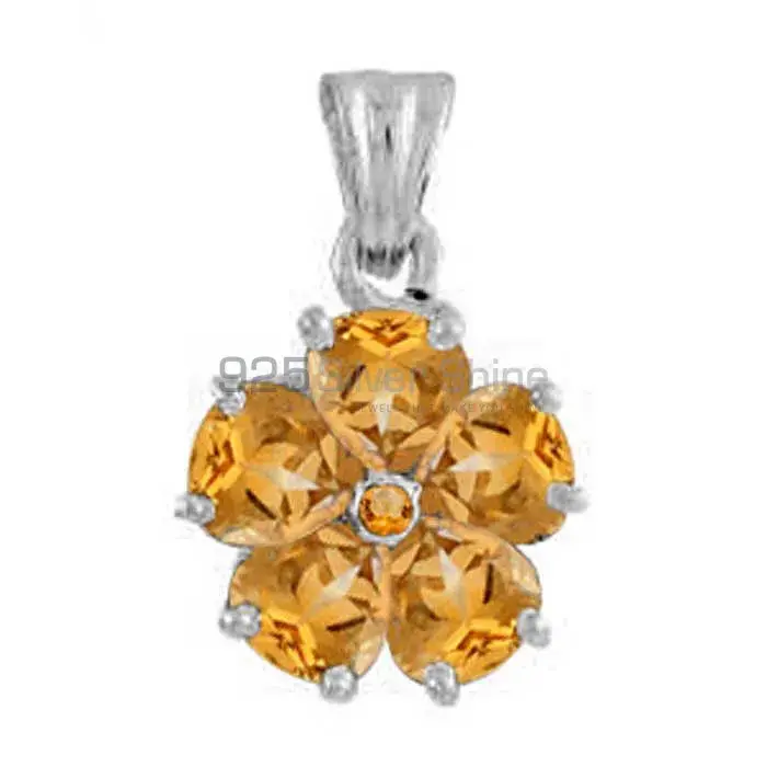 High Quality Citrine Gemstone Pendants Suppliers In 925 Fine Silver Jewelry 925SP1655