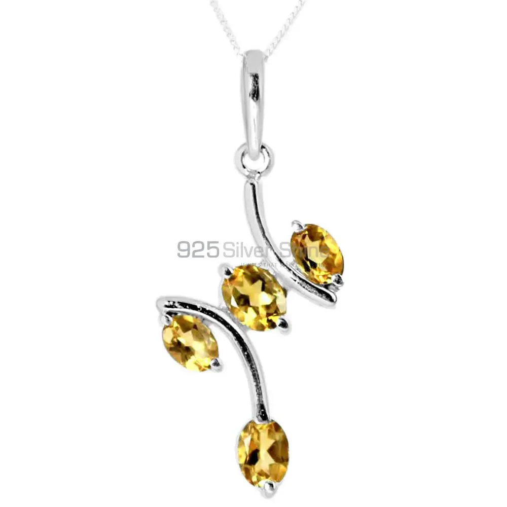 High Quality Citrine Gemstone Pendants Suppliers In 925 Fine Silver Jewelry 925SP243-7