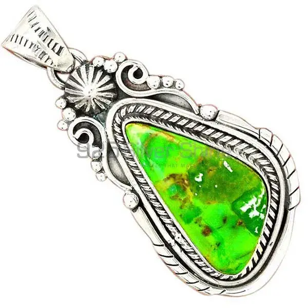 Copper Turquoise Gemstone Handmade Pendants In Solid Sterling Silver Jewelry 925SP43-4_0