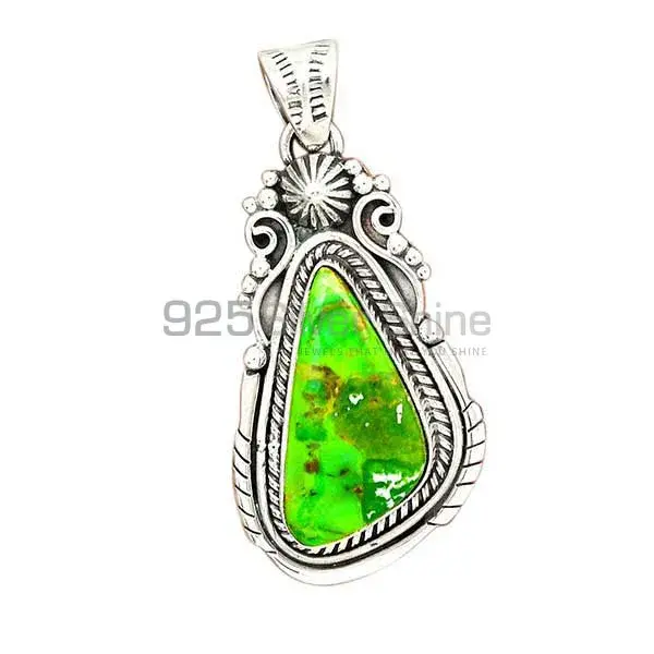 Copper Turquoise Gemstone Handmade Pendants In Solid Sterling Silver Jewelry 925SP43-4_2