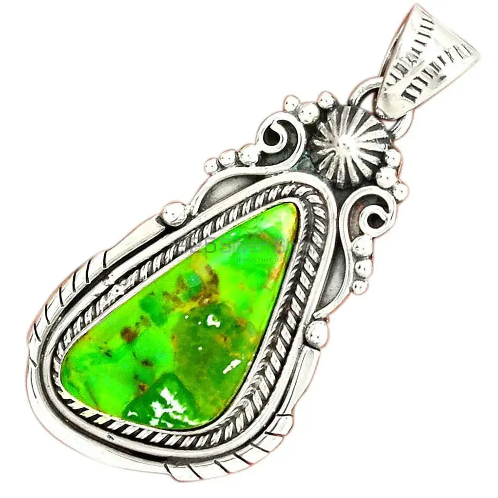 Copper Turquoise Gemstone Handmade Pendants In Solid Sterling Silver Jewelry 925SP43-4_3