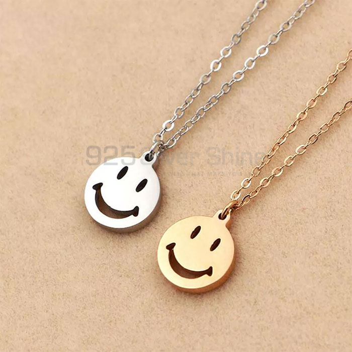 Face Smiley Charm Necklace In Sterling Silver SMMN435_0