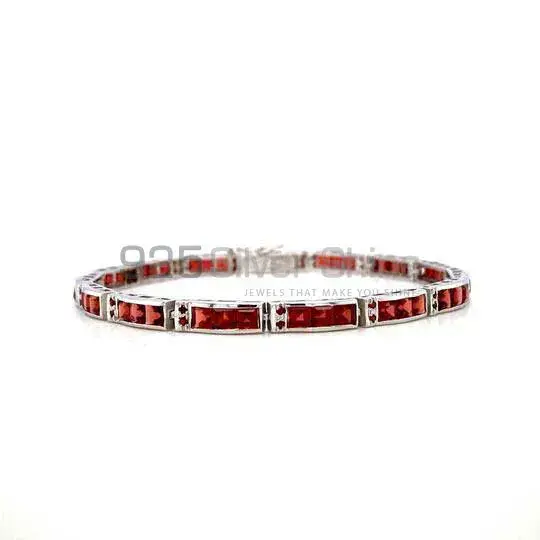 Garnet Gemstone Handmade Tennis Bracelets In 925 Sterling Silver Jewelry 925SB190