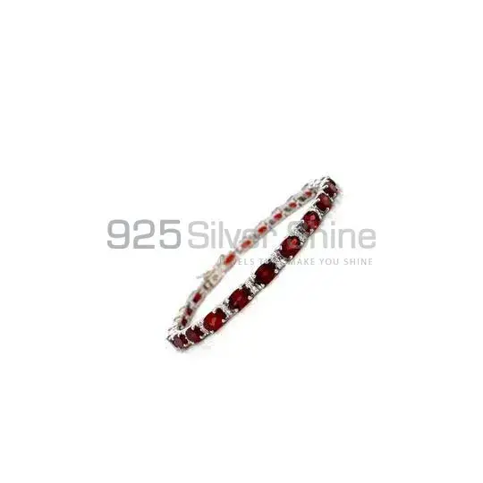 Garnet Gemstone Handmade Tennis Bracelets In Solid Sterling Silver Jewelry 925SB196_0