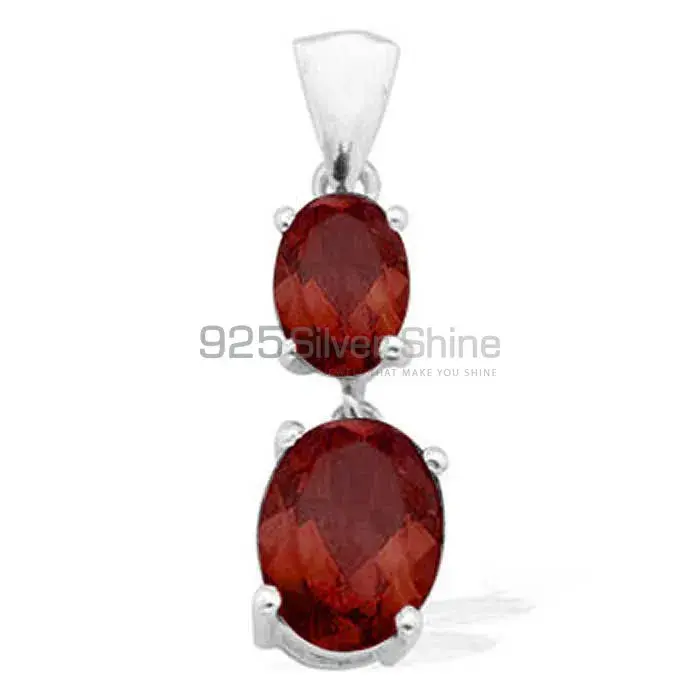 High Quality Garnet Gemstone Pendants Exporters In 925 Solid Silver Jewelry 925SP1549
