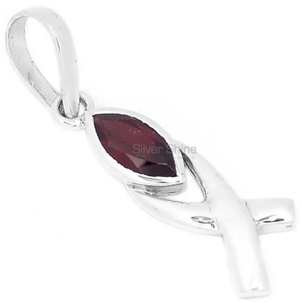 High Quality Garnet Gemstone Pendants Exporters In 925 Solid Silver Jewelry 925SP283-3