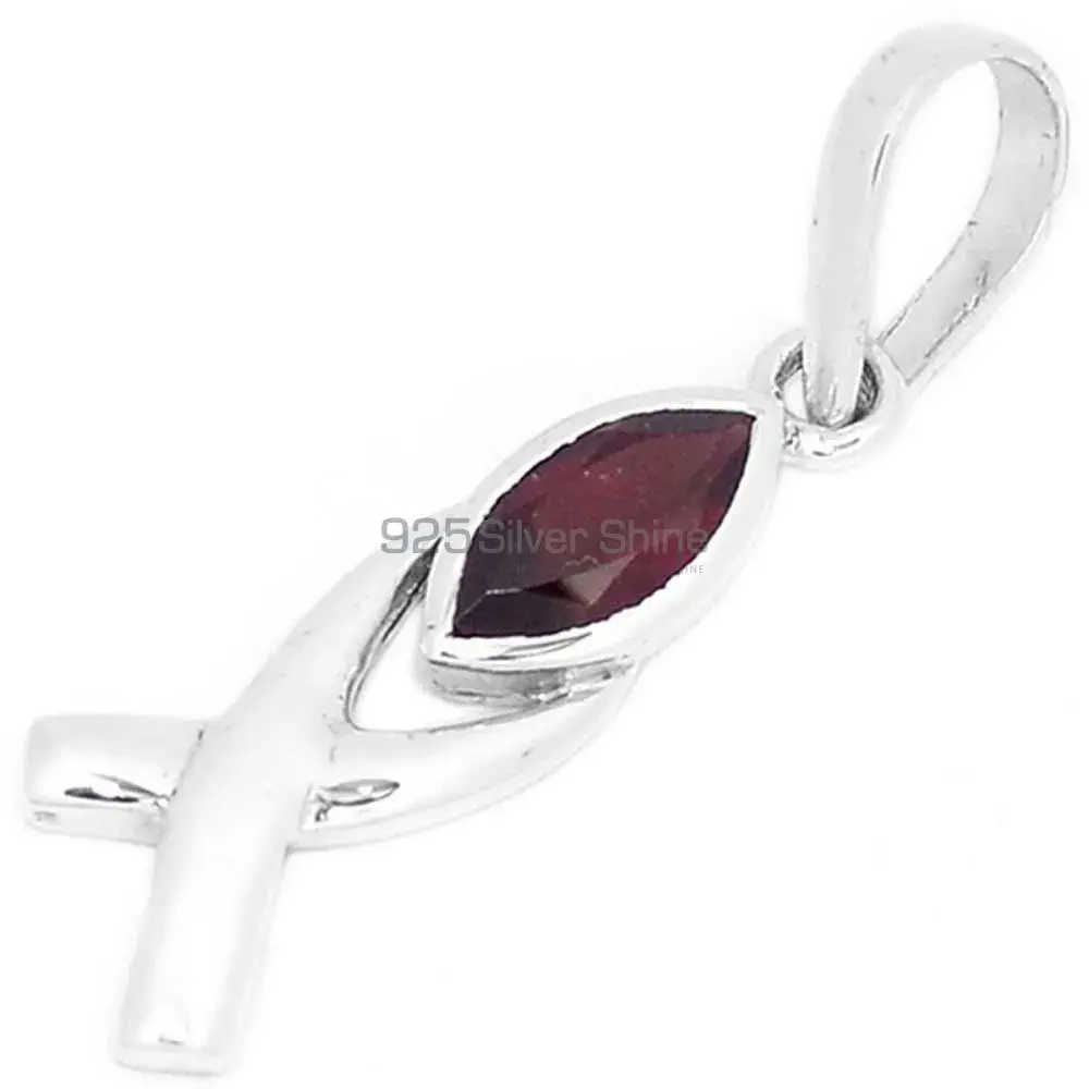 High Quality Garnet Gemstone Pendants Exporters In 925 Solid Silver Jewelry 925SP283-3_0