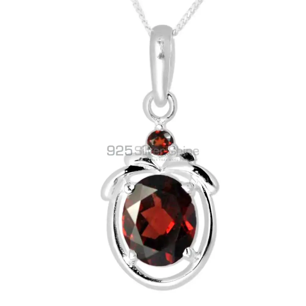 High Quality Garnet Gemstone Pendants Suppliers In 925 Fine Silver Jewelry 925SP259-1